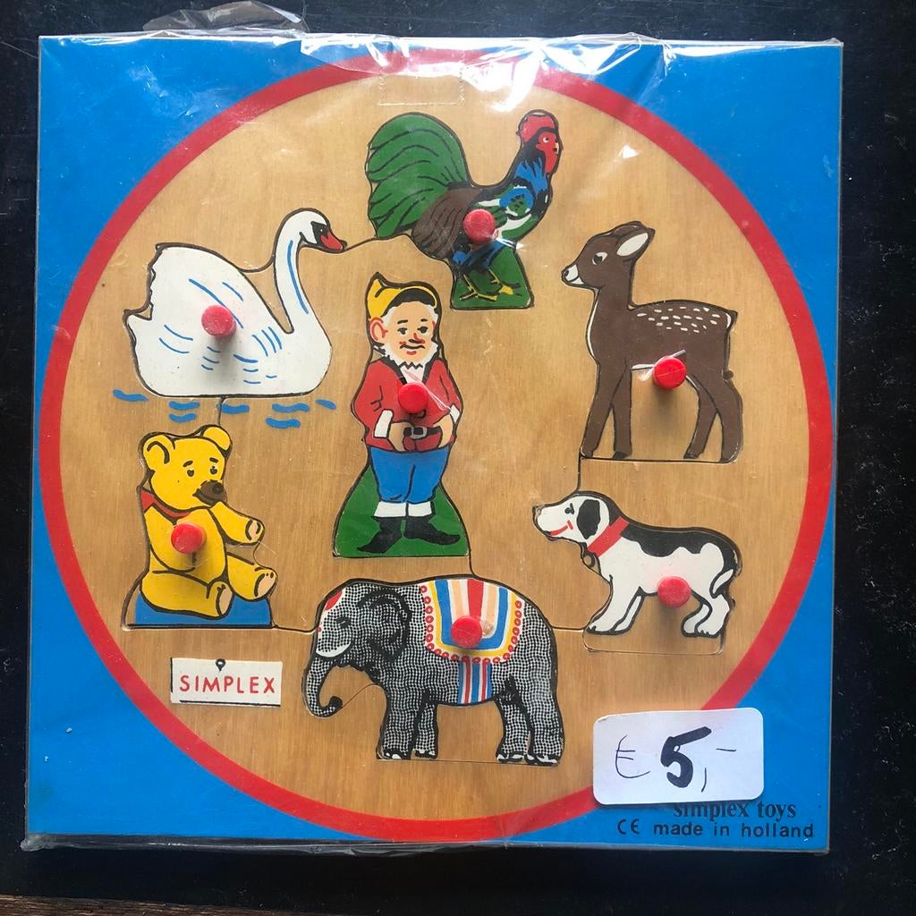 Houten puzzel Simplex vintage oud, Ophalen of Verzenden, Minder dan 10 stukjes, Gebruikt, Van hout