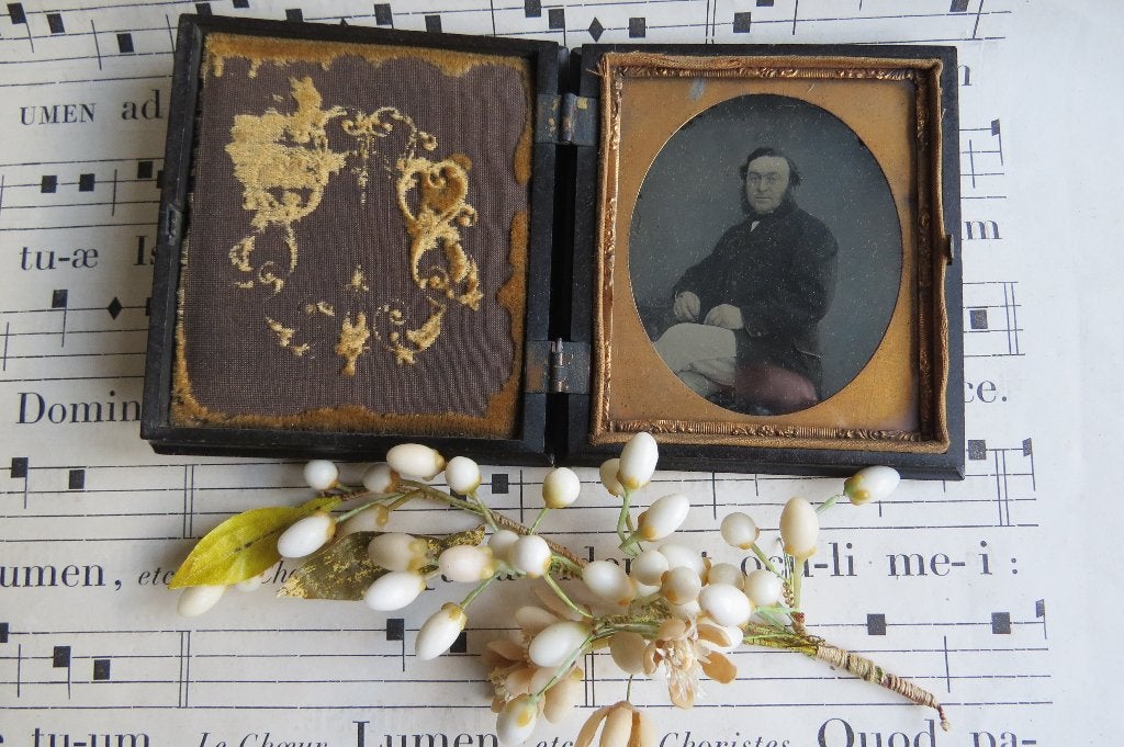 Antieke Ambrotype foto op glas in chellac UNION CASE c.1857, Ophalen of Verzenden
