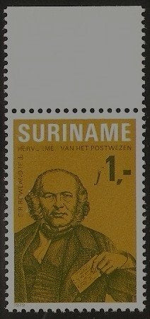 Rep-Suriname 185 zegel met tab boven Sir Rowland Hill., Verzenden, Postfris