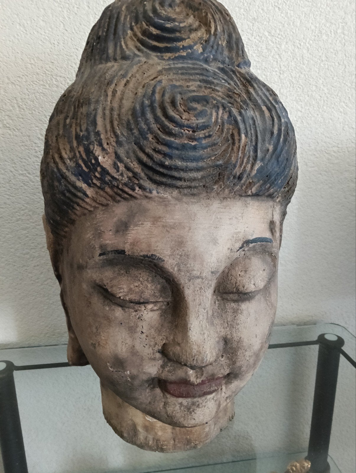 Antiek Boeddha Hoofd - Houtsnijwerk, Ophalen of Verzenden