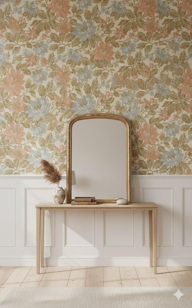   7070 zacht vintage bloemenbehang textiellook swiet, Verzenden, Beige