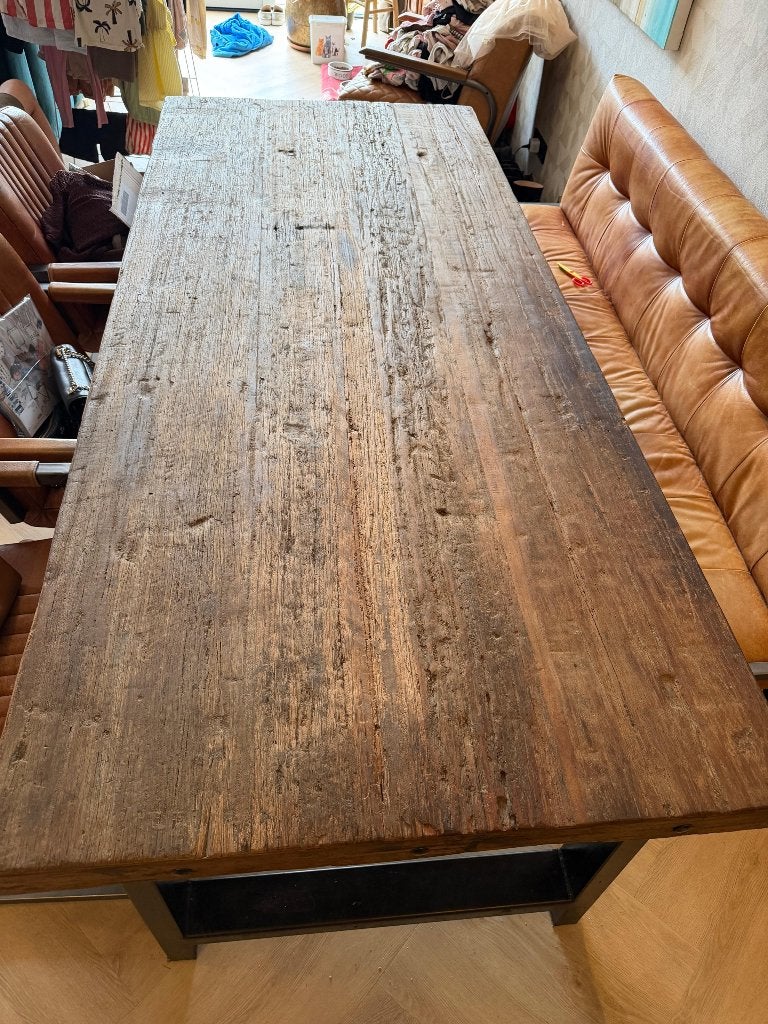 Loods5 eettafel (eventueel als set met eetbank en stoelen), Huis en Inrichting, Tafels | Eettafels, Ophalen, 200 cm of meer, Zo goed als nieuw
