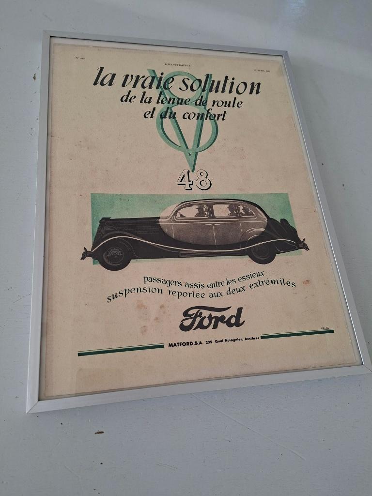 ingelijste auto-advertentie Ford V8 jaren 30 reclame vintage, Verzamelen, Ophalen of Verzenden, Gebruikt, Auto's