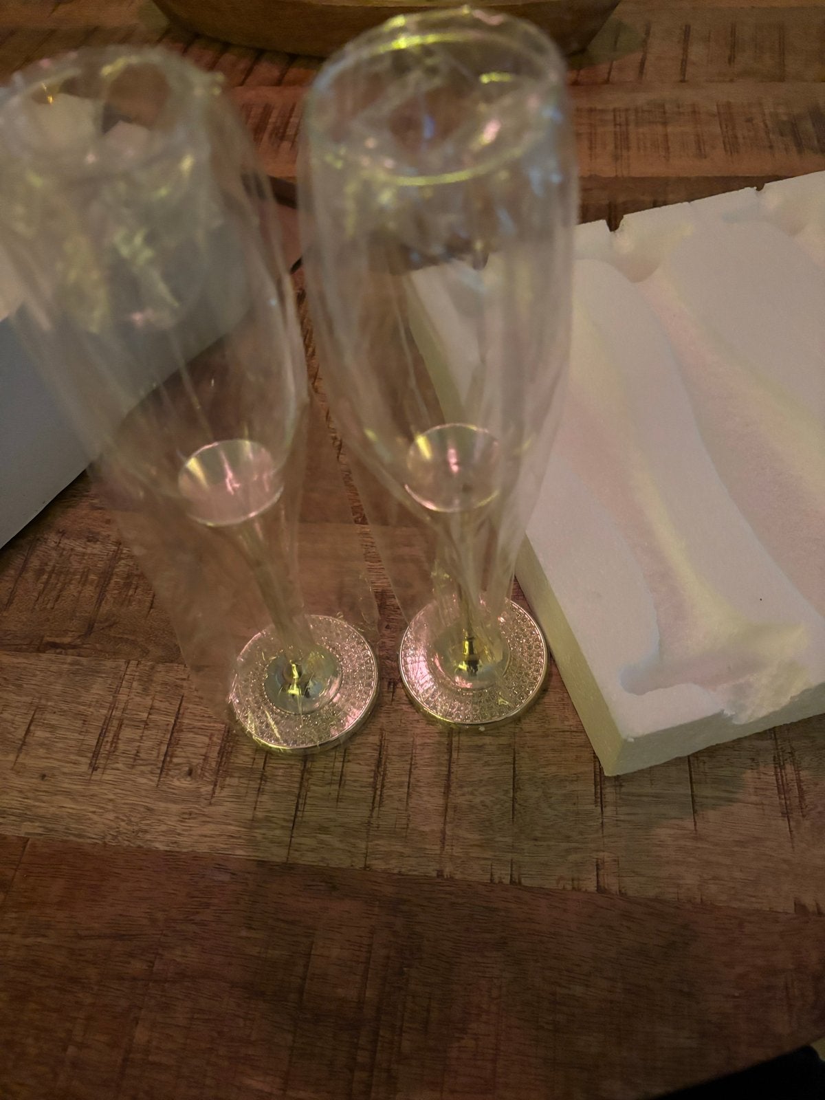 Nieuwe Champagne Glazen - Zilver met Diamanten, Glas of Glazen, Nieuw, Ophalen of Verzenden, Glas