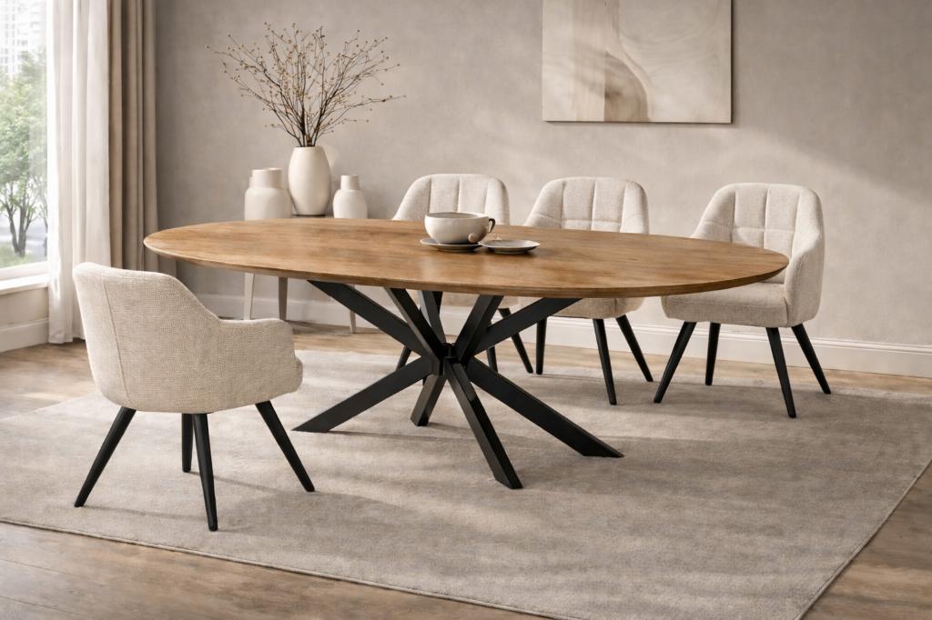 Eettafel Organisch – 240 cm – Naturel – Mangohout, Huis en Inrichting, Tafels | Eettafels, Overige materialen, 100 tot 150 cm