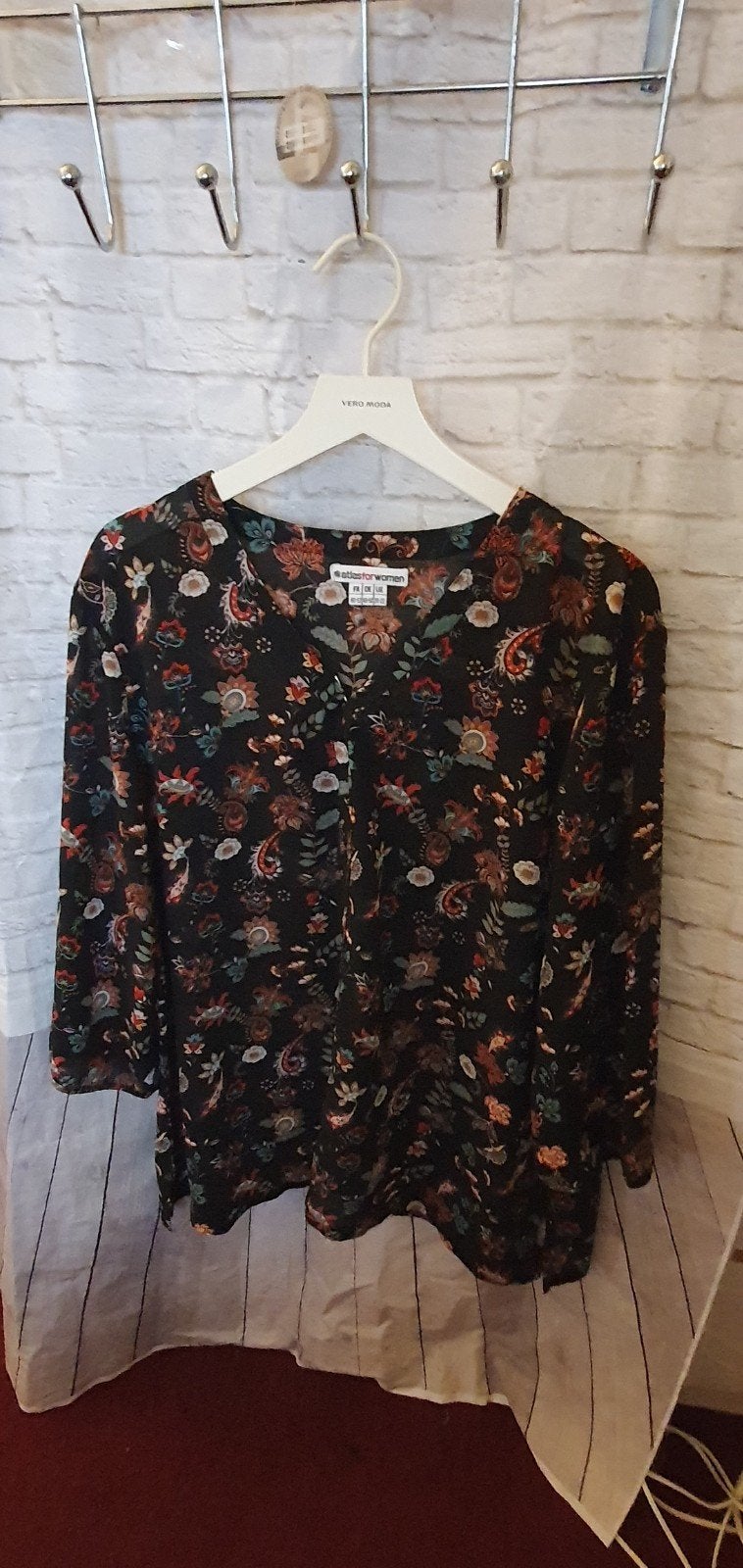 Nieuwe Atlas for Women blouse met bloemenprint, Verzenden, Zwart, Maat 46/48 (XL) of groter, Nieuw