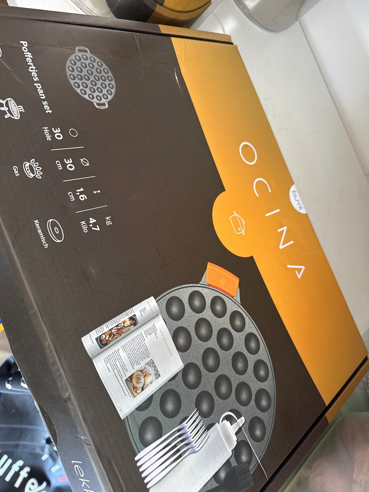 Ocina Poffertjespan Set - 30 gaten, 30 cm, Keramisch, Huis en Inrichting, Keuken | Potten en Pannen, Pannenkoekenpan, Nieuw, Ophalen of Verzenden