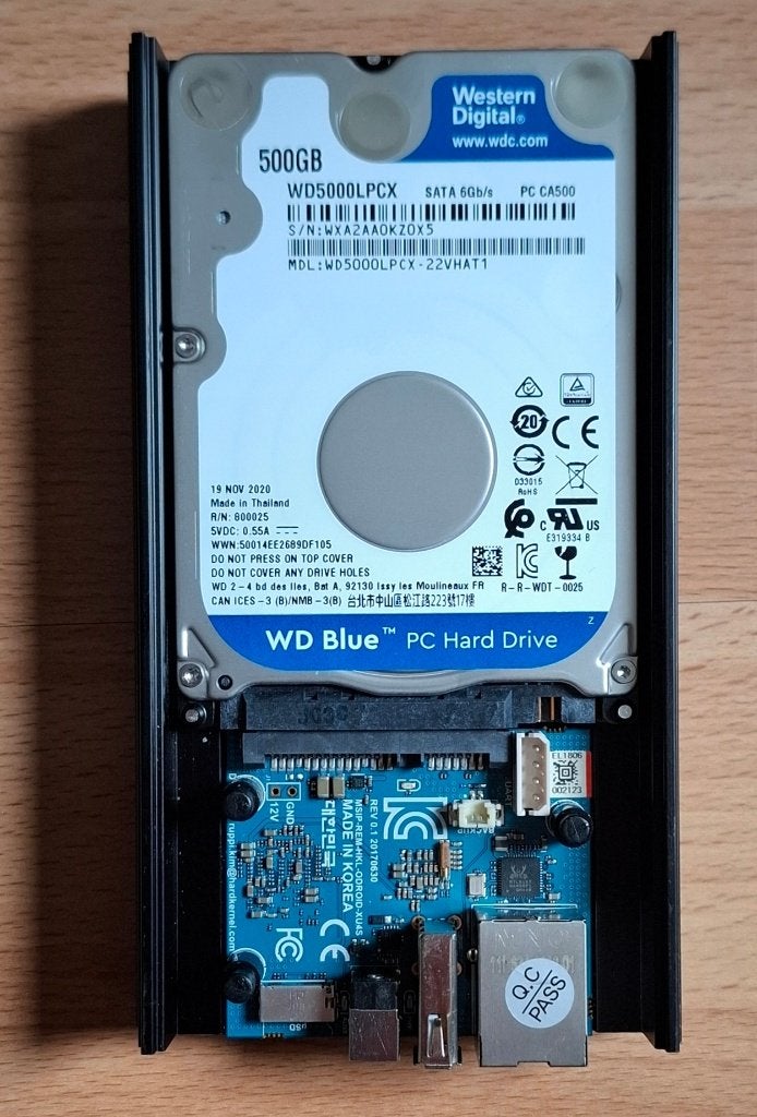 Odroid HC1 | 500 GB | Voeding | Behuizing | SD kaart, Ophalen of Verzenden, Zo goed als nieuw