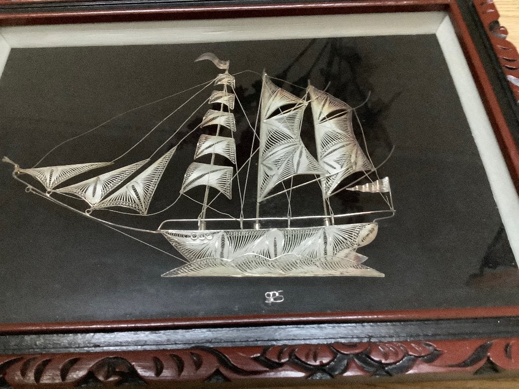 Indonesische Kerjinan Perak sculptuur van zilver., Zilver, 26 cm, Indonesië, Gemerkt