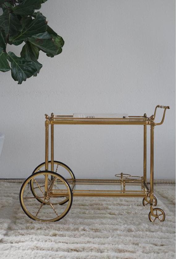 Antieke Franse Messing Bar cart, Ophalen of Verzenden
