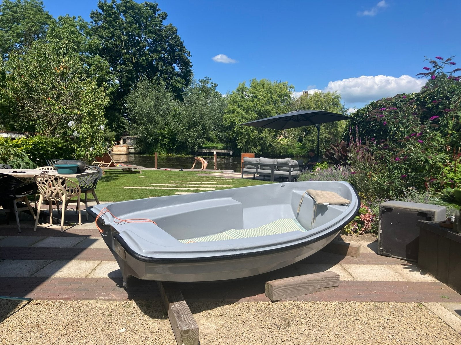 Leuk polyester bootje met elektrische motor en accu!, Tuin en Terras, Bubbelbaden en Hottubs, Gebruikt, Ophalen