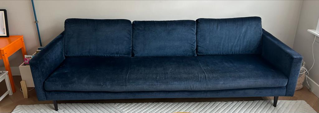 Loods 5 slimm bank, 240 cm, donkerblauw, Ophalen, Gebruikt, 75 tot 100 cm, Rechte bank