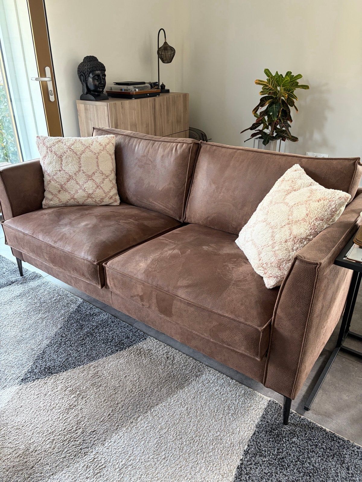 Comfortabele 2-zitsbank - Bruin, Ophalen, Gebruikt, Minder dan 75 cm, 150 tot 200 cm