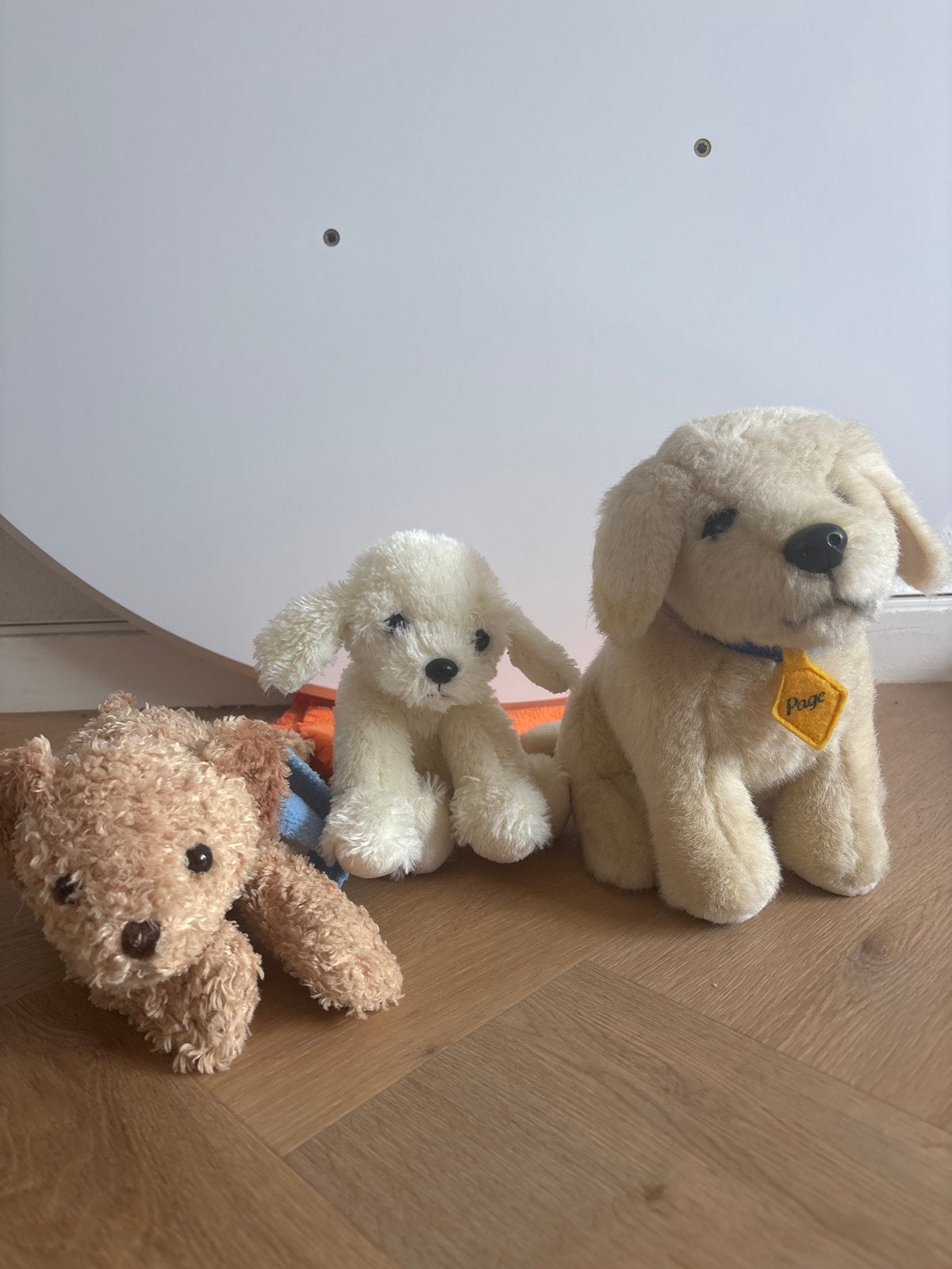 Set van 3 schattige knuffelhondjes, Gebruikt, Met label, Middelgroot (20 tot 80 cm), Bruin