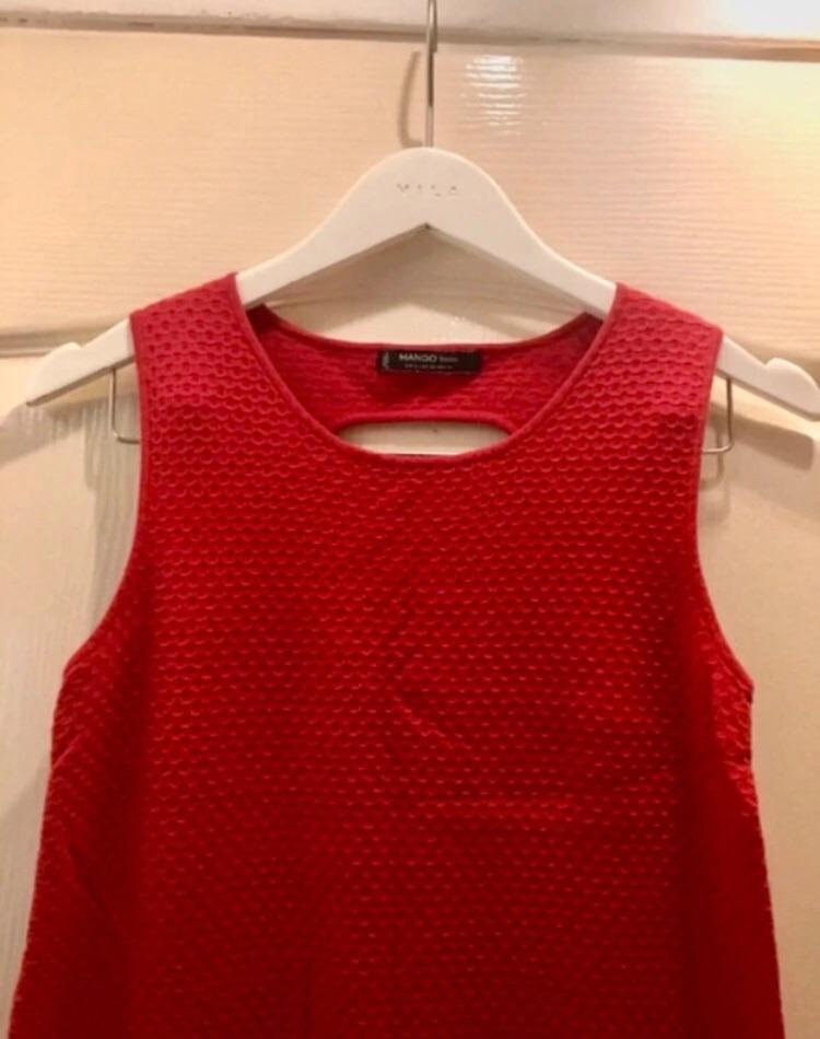 Mango rood jurk maat S / M stretch stof honingraat, Maat 38/40 (M), Mango, Ophalen of Verzenden, Gedragen