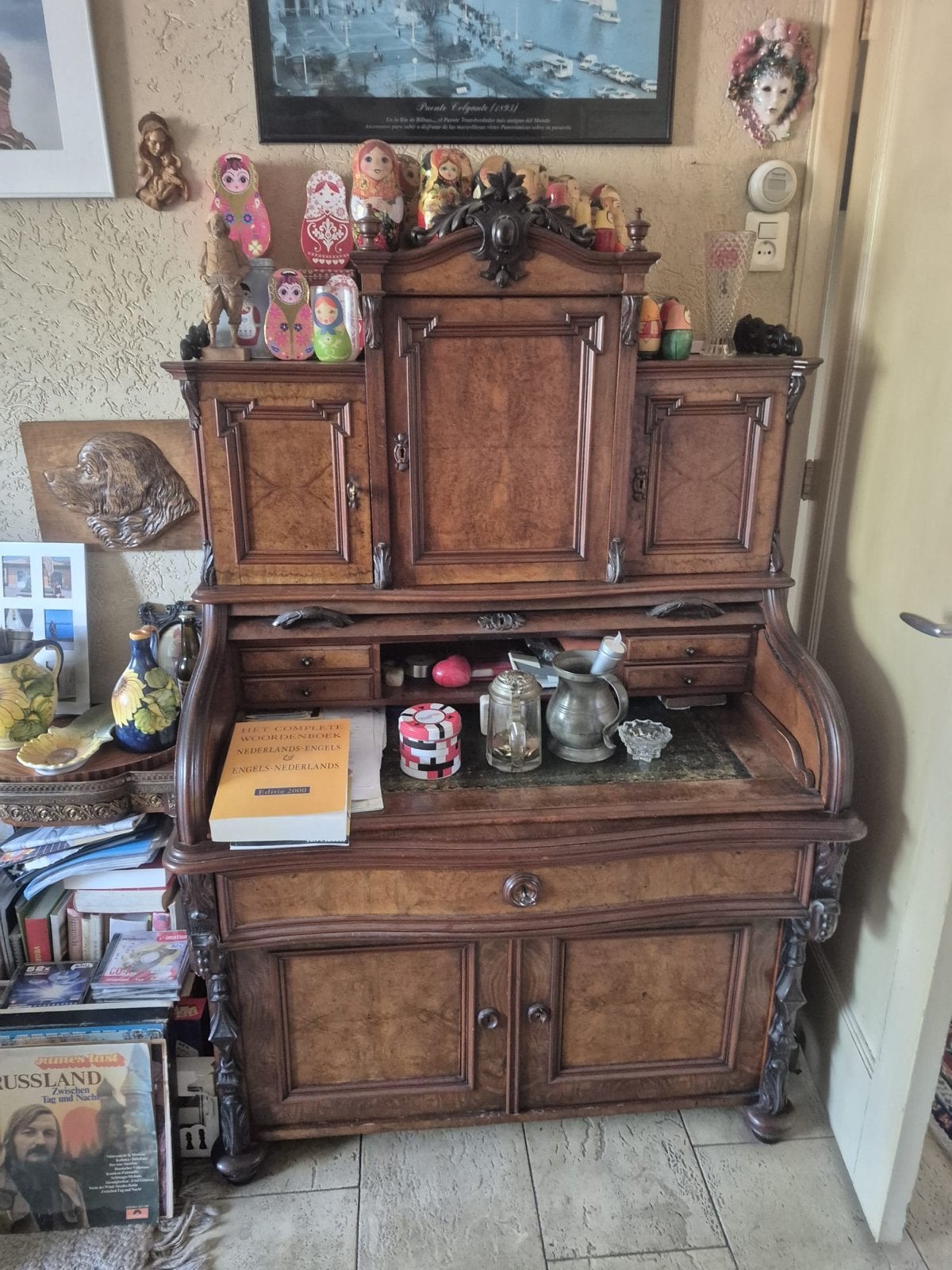 Antiek secretaire/bureau met opbouw, Ophalen