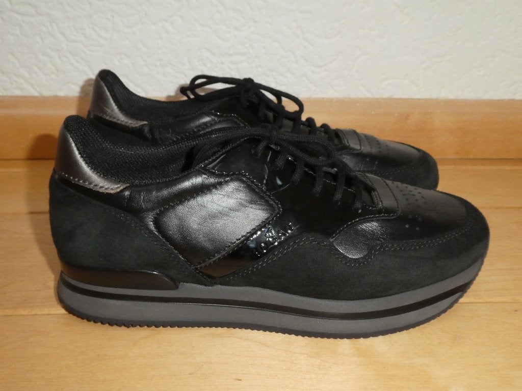 Hogan sneakers maat 37 dames zwart grijs suède leer lakleer, Verzenden, Zwart, Sneakers of Gympen, Hogan