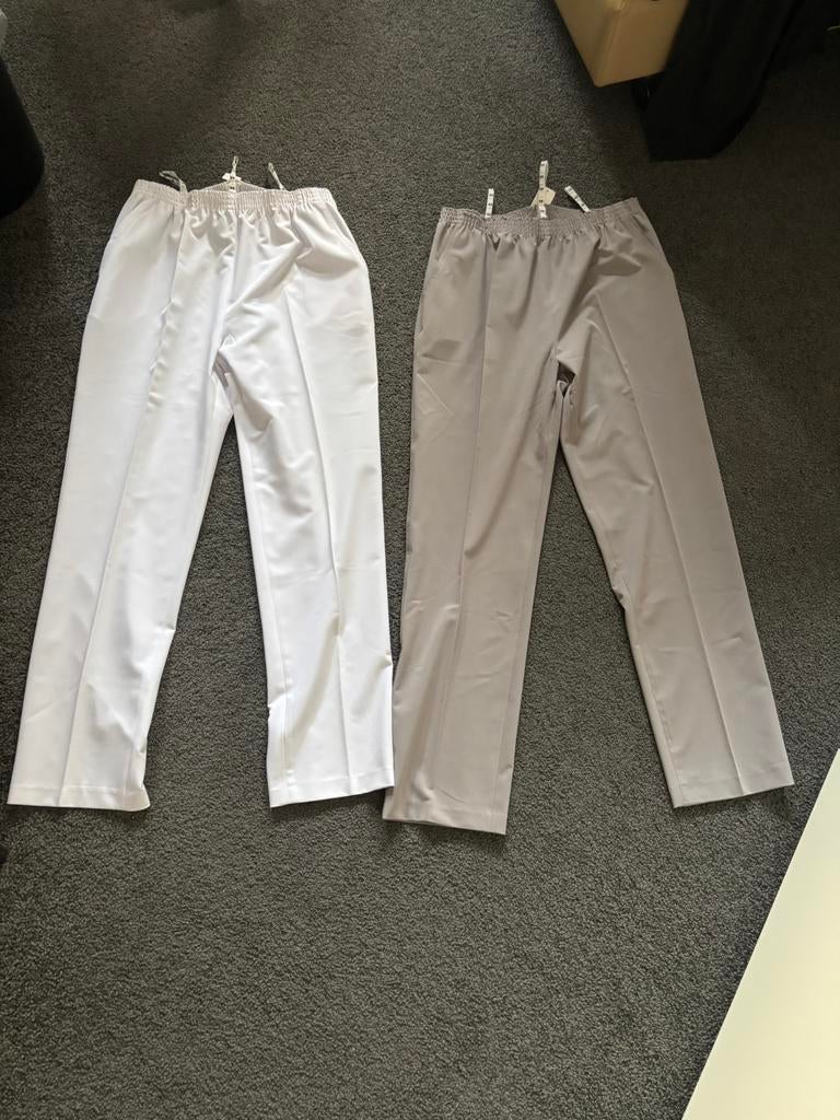 2 nieuwe senioren broeken mt 44 met elastiek in taille, Wit, Maat 42/44 (L), Nieuw, Ophalen of Verzenden