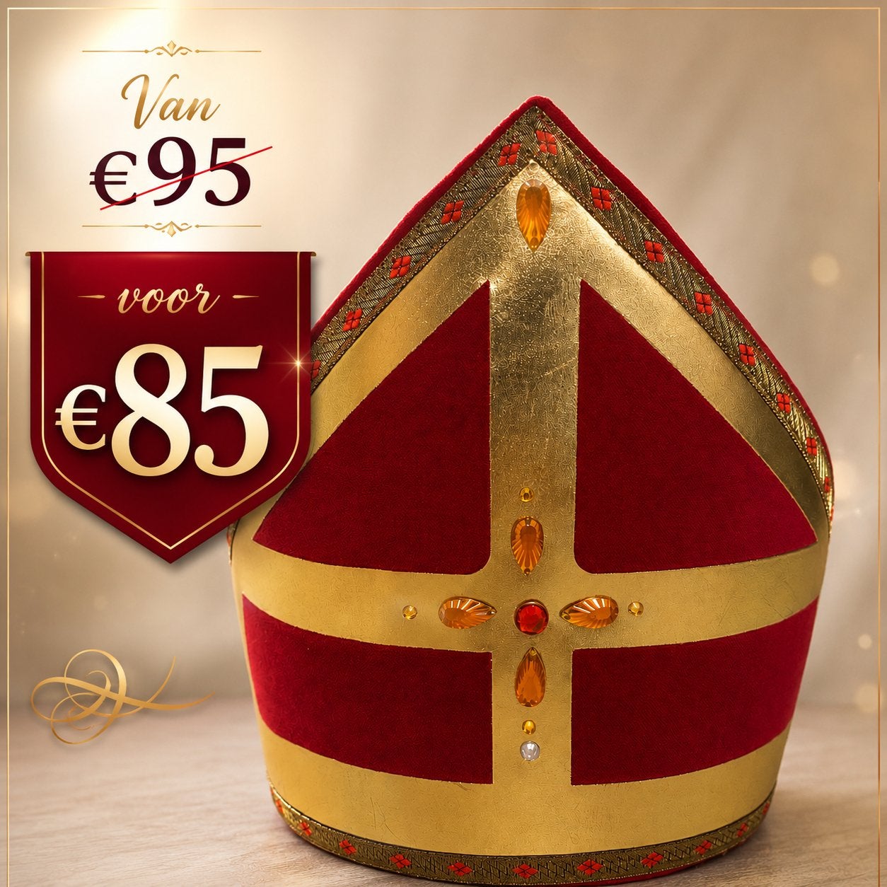 Sinterklaas mijter Stefan model nieuw!, Diversen, Sinterklaas, Ophalen of Verzenden, Nieuw