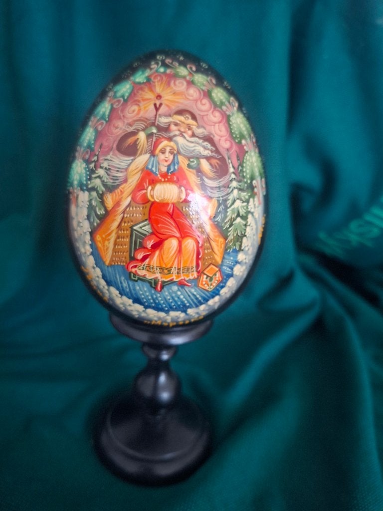 Handgeschilder Laksouvenier-ei va hout, Antiek en Kunst, Ophalen of Verzenden