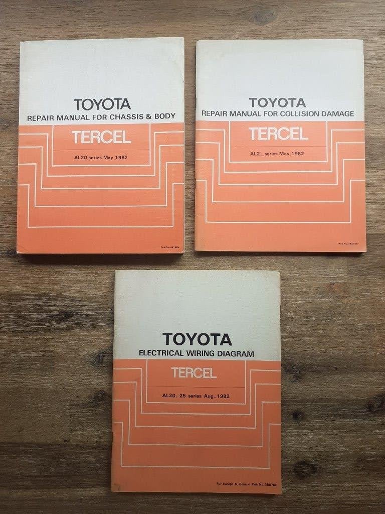 3 Originele WERKPLAATSHANDBOEKEN voor TOYOTA TERCEL - AL20, Verzenden