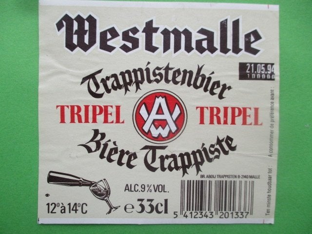 bieretiket Belgie 6-6 (B2 B29) westmalle, Verzamelen, Biermerken, Ophalen of Verzenden, Gebruikt, Overige typen, Overige merken
