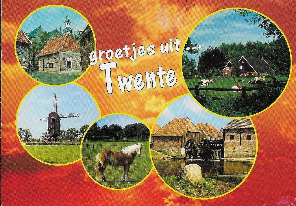 Q164 gelopen ansichtkaart groetjes uit twente, Ophalen of Verzenden, Voor 1920, Gelopen, Overijssel