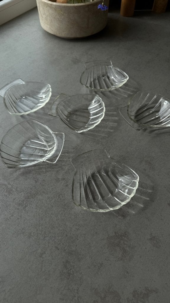 Prachtige set van 6 vintage Pyrex France glazen, Vintage, Ophalen of Verzenden, Zo goed als nieuw, Wit