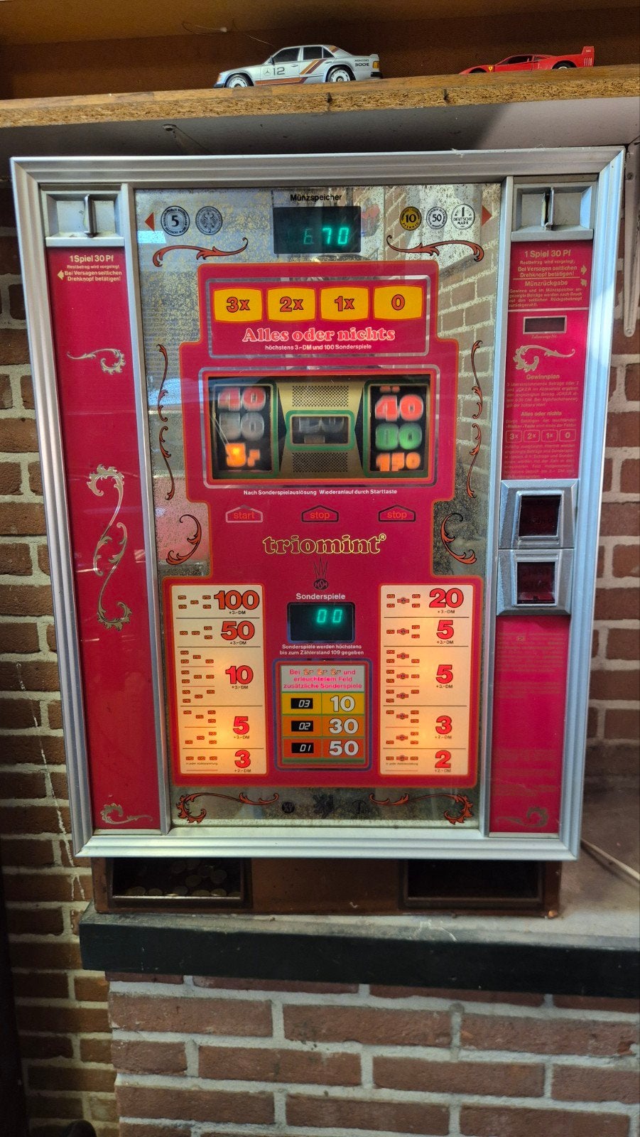 Vintage Triomint gokkast / fruitautomaat werkend, Overige munten, Ophalen of Verzenden, Gebruikt