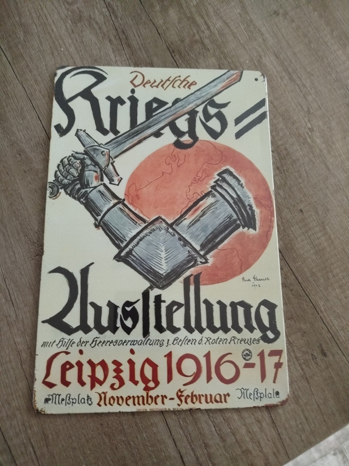 Metalen plaat 1916 1917 20 bij 30 leipzig, Ophalen of Verzenden, Gebruikt, Overige typen