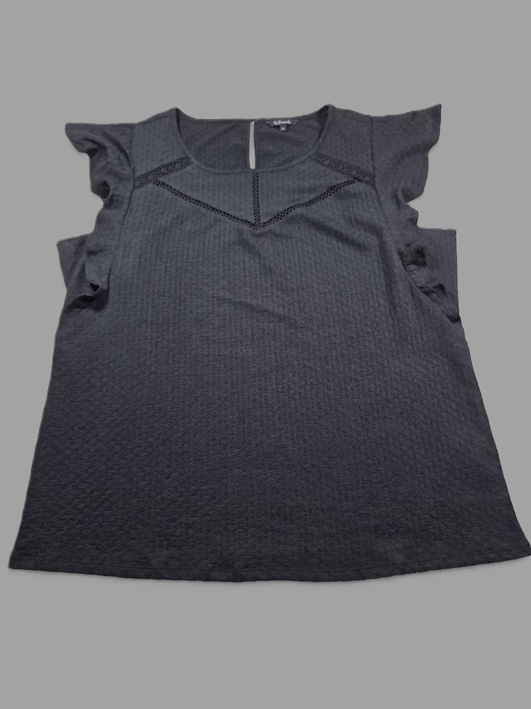 MS Mode T-shirt | L | zwart | ruffle mouwen | blouse kant, Kleding | Dames, Zwart, Maat 42/44 (L), Ophalen of Verzenden, Zo goed als nieuw