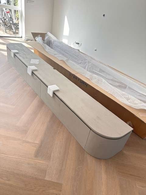 -50% Showroommodel TV-Meubel Excellent | Taupe 280cm Zwevend, Niet ingevuld, Niet ingevuld, Nieuw, Ophalen of Verzenden