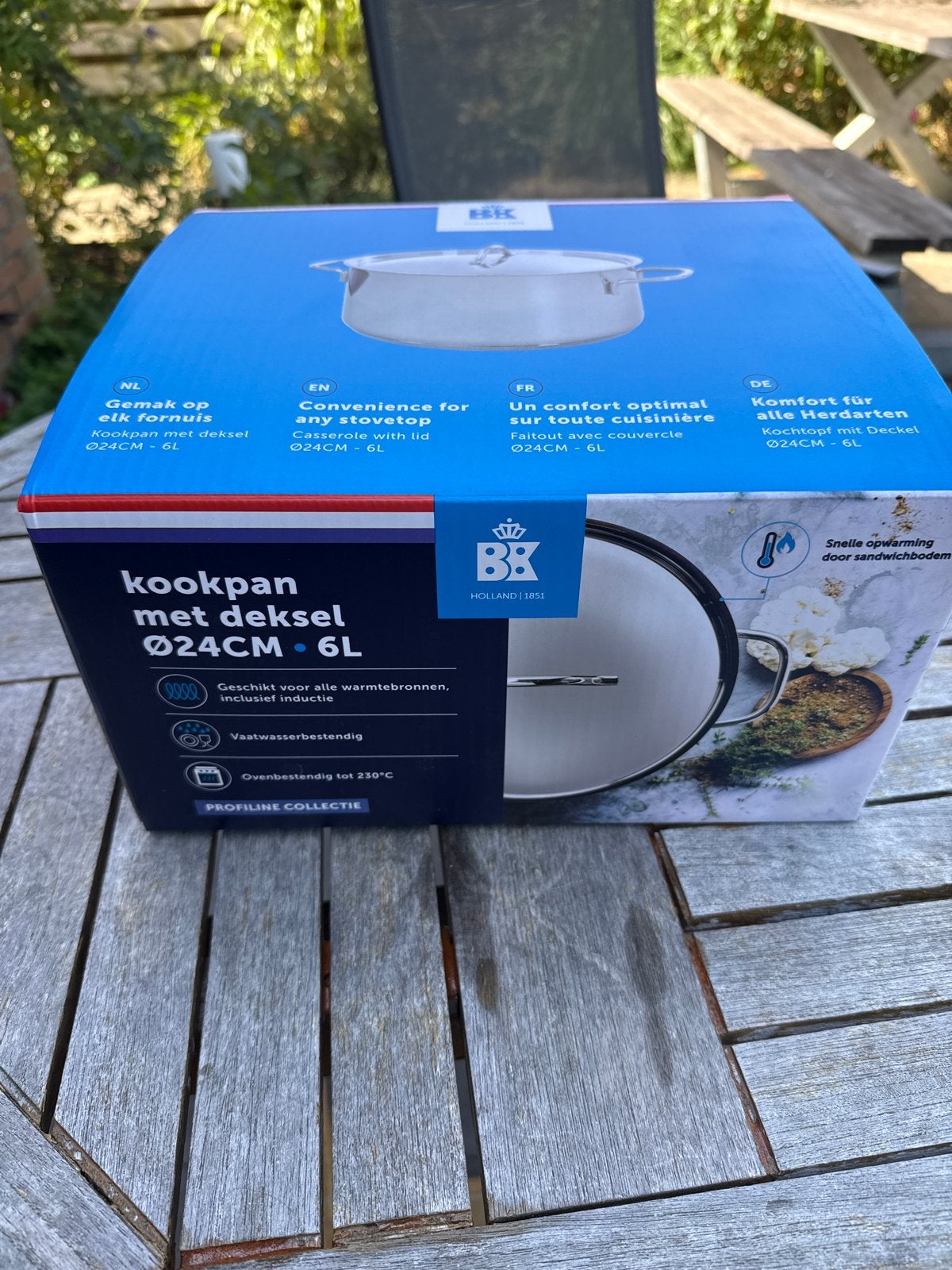 BK pan met deksel 24 cm - Profiline - Inductie geschikt, Nieuw, Ophalen of Verzenden, Rvs, Kookpan
