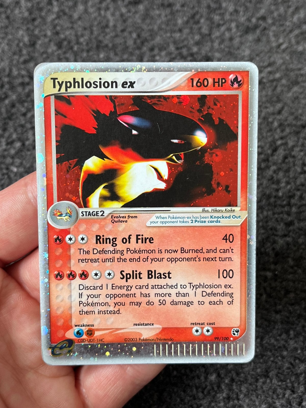 Pokémon Typhlotion ex holo #99 ex Sandstorm - Good, Ophalen of Verzenden, Zo goed als nieuw, Losse kaart, Foil