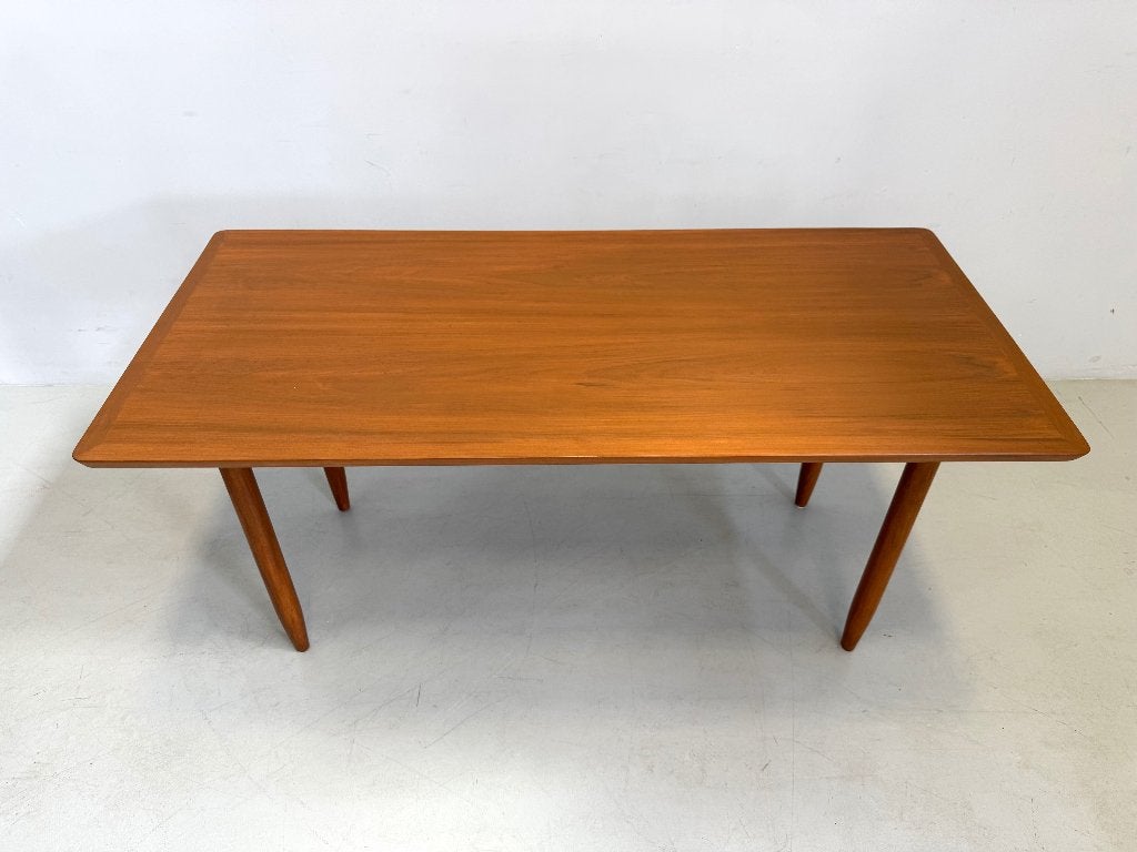 Vintage deense tafel, Ophalen, Teakhout, 200 cm of meer, 50 tot 100 cm