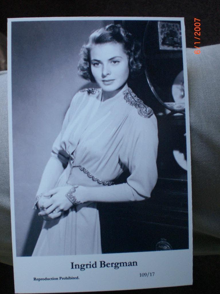 kaart Ingrid Bergman 5, Verzamelen, Ophalen of Verzenden, 1980 tot heden, Ongelopen, Sterren en Beroemdheden