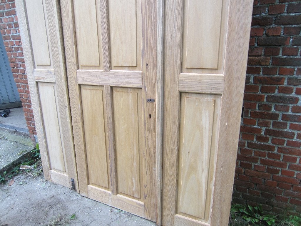 271hx191br Antieke driedelige deurenset, loopdeur 84 cm, Ophalen