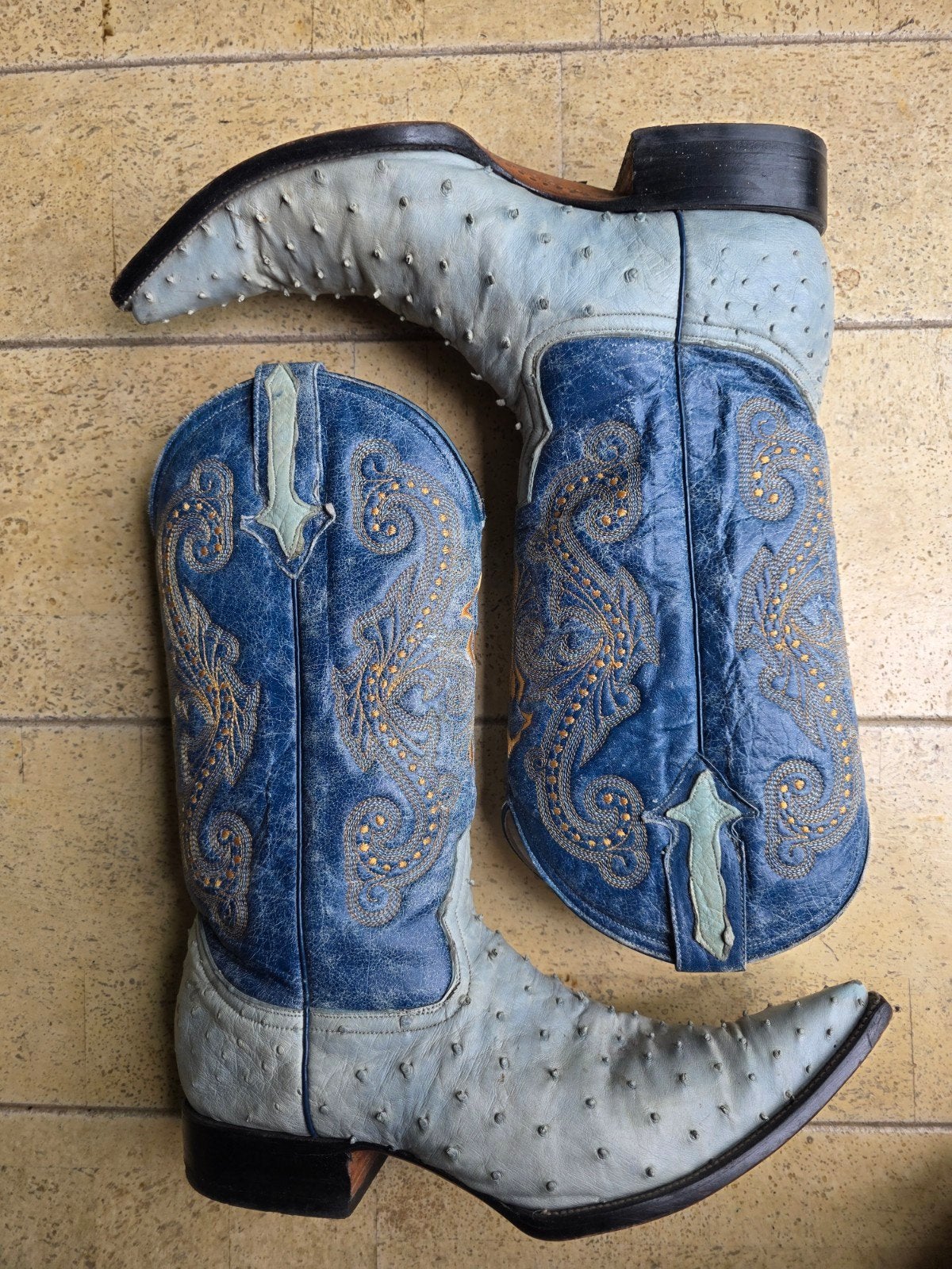 Mexicaanse Jar boots struisvogelleer mt 44 / 43.Cowboy laars, Kleding | Heren, Ophalen of Verzenden, Blauw, Boots