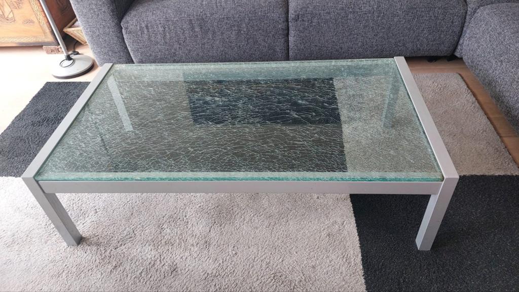 3 laags glazen design salontafel, Gebruikt, 100 tot 150 cm, Glas, Minder dan 50 cm