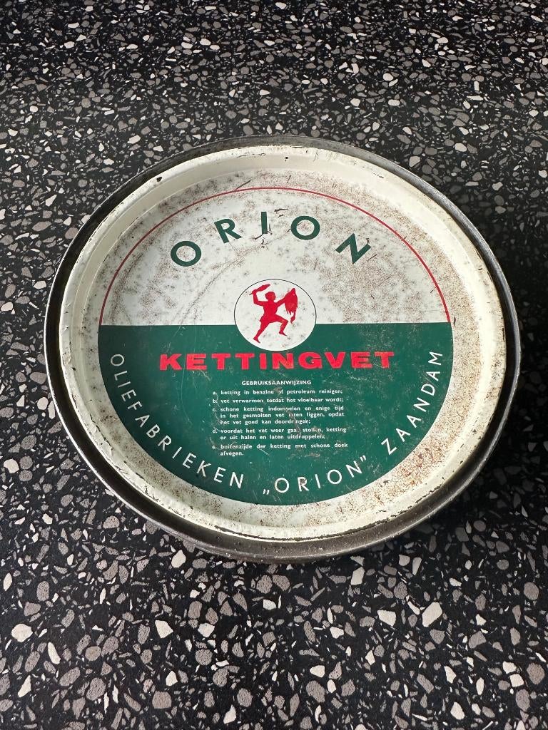 Mooi ORION kettingvet blik. Oliefabrieken Orion Zaandam., Ophalen of Verzenden, Gebruikt, Overige typen