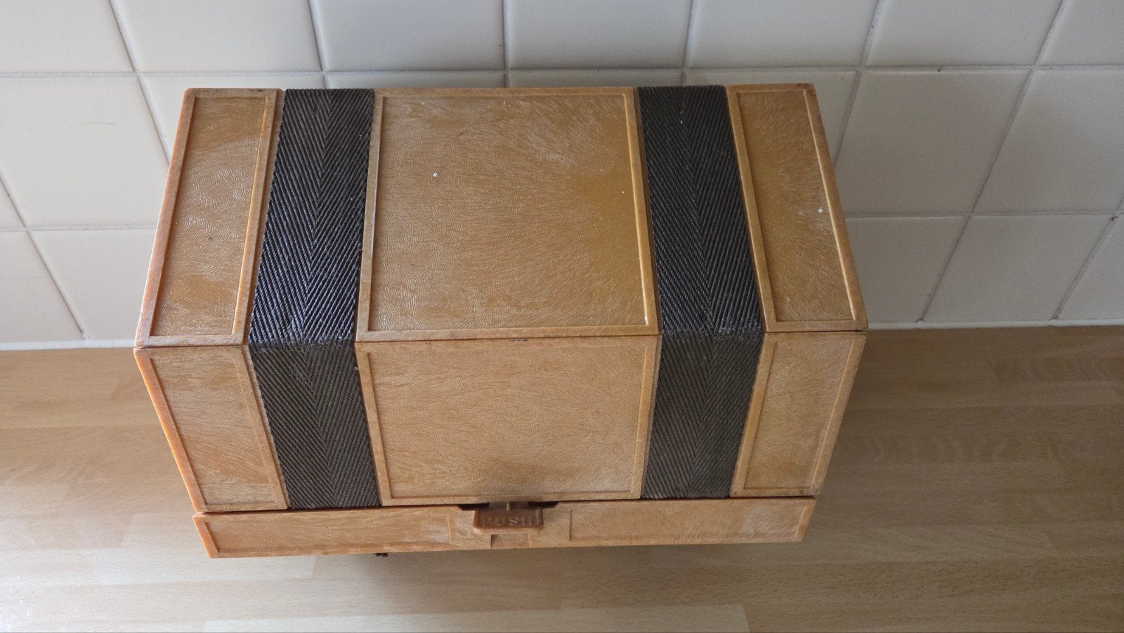 Vintage Rolykit opbergdoos - Oranje/bruin, Ophalen of Verzenden