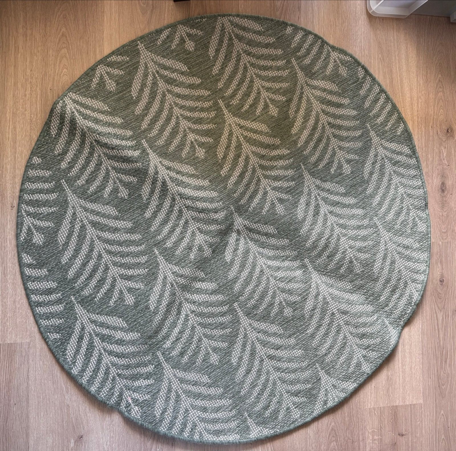 Rond vloerkleed met bladmotief - Groen, Ophalen, Rond, Zo goed als nieuw, Groen