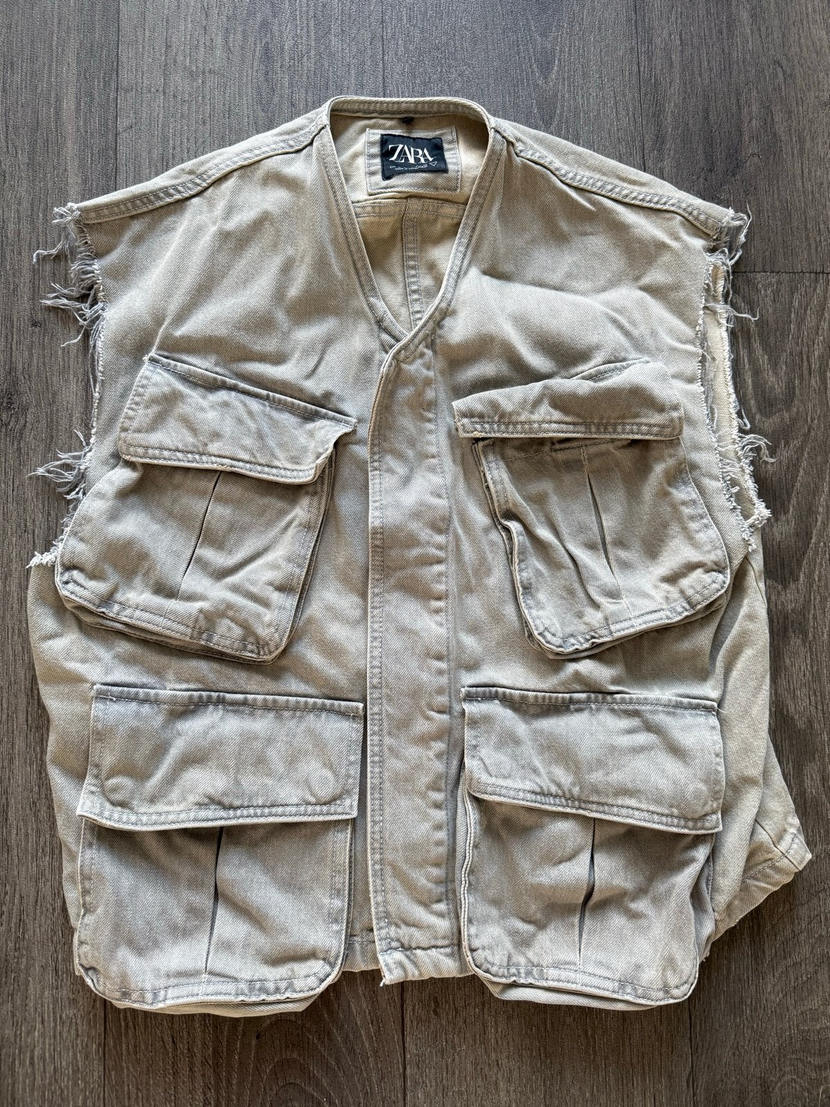 Zara spijkergilet met zakken - Maat S, Kleding | Dames, Ophalen of Verzenden, Zo goed als nieuw, Maat 36 (S), Beige