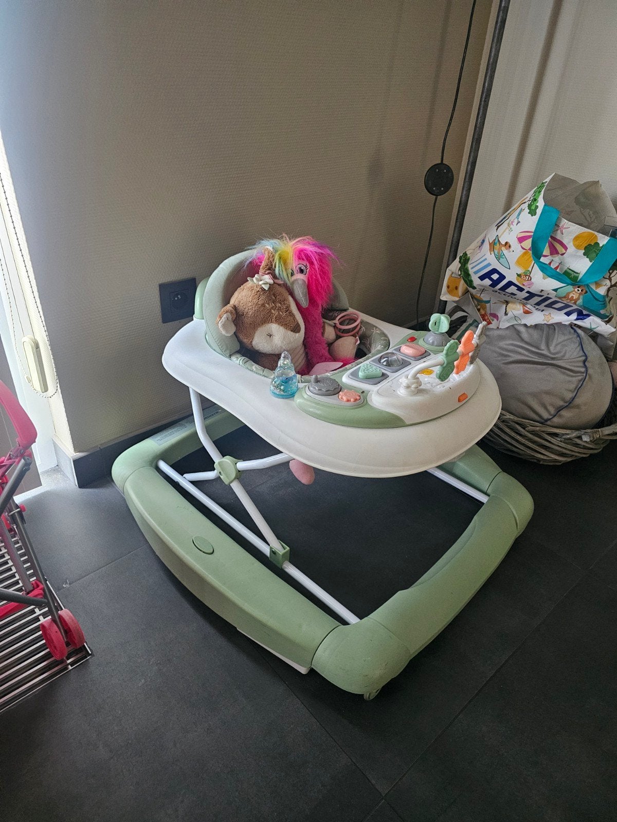 Babywalker met speelpaneel - Groen, Ophalen of Verzenden, Gebruikt