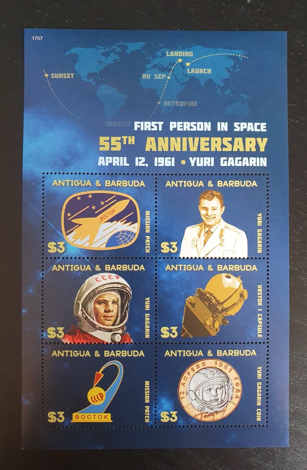 Antigua & Barbuda  2017 Ruimtevaart Gagarin Michel 5455-5460, Verzenden, Postfris, Overige thema's