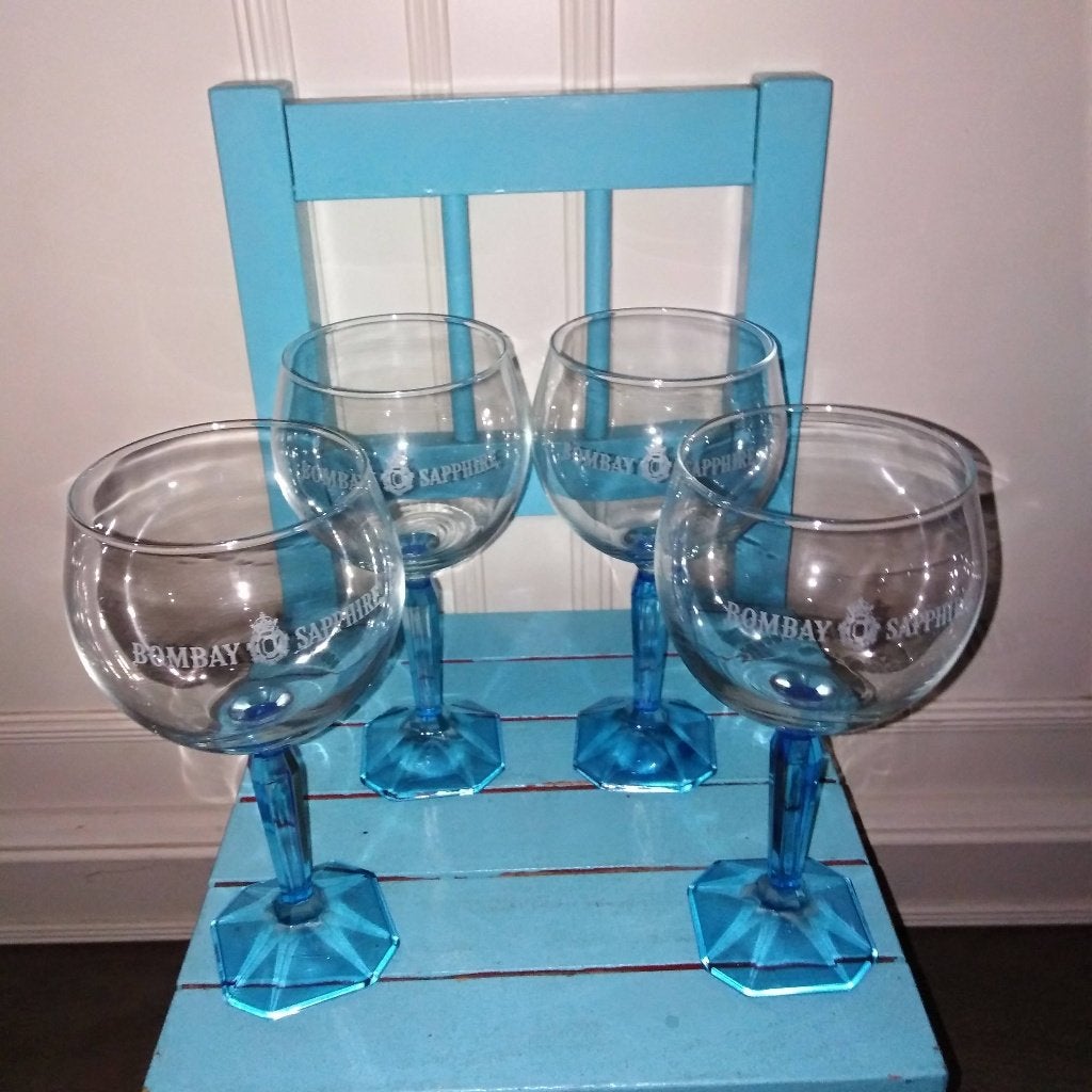 Bombay Sapphire Gin glazen groot model 4 stuks, Ophalen, Glas of Glazen, Overige stijlen, Glas