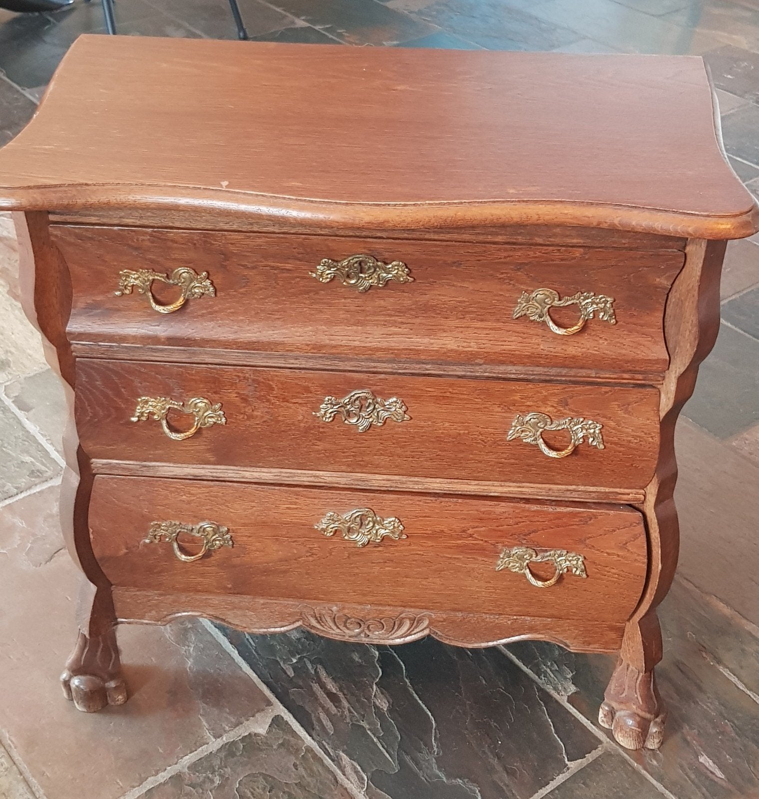 Antieke eikenhouten commode met 3 laden, Ophalen, Gebruikt, Eikenhout, 3 of 4 laden
