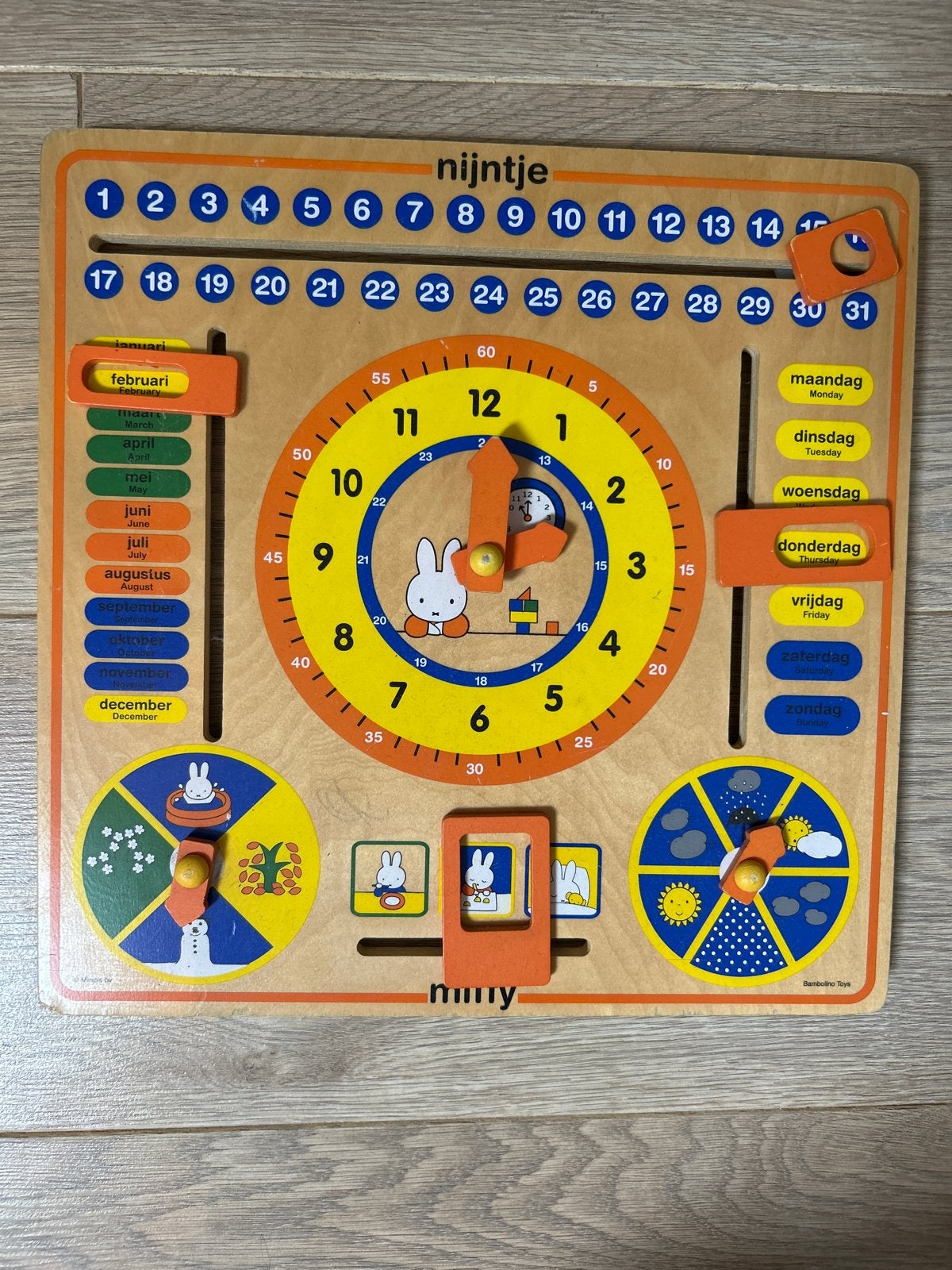 Nijntje Houten Kalender Klok Educatief Speelgoed, Ophalen, Gebruikt, Ontdekken
