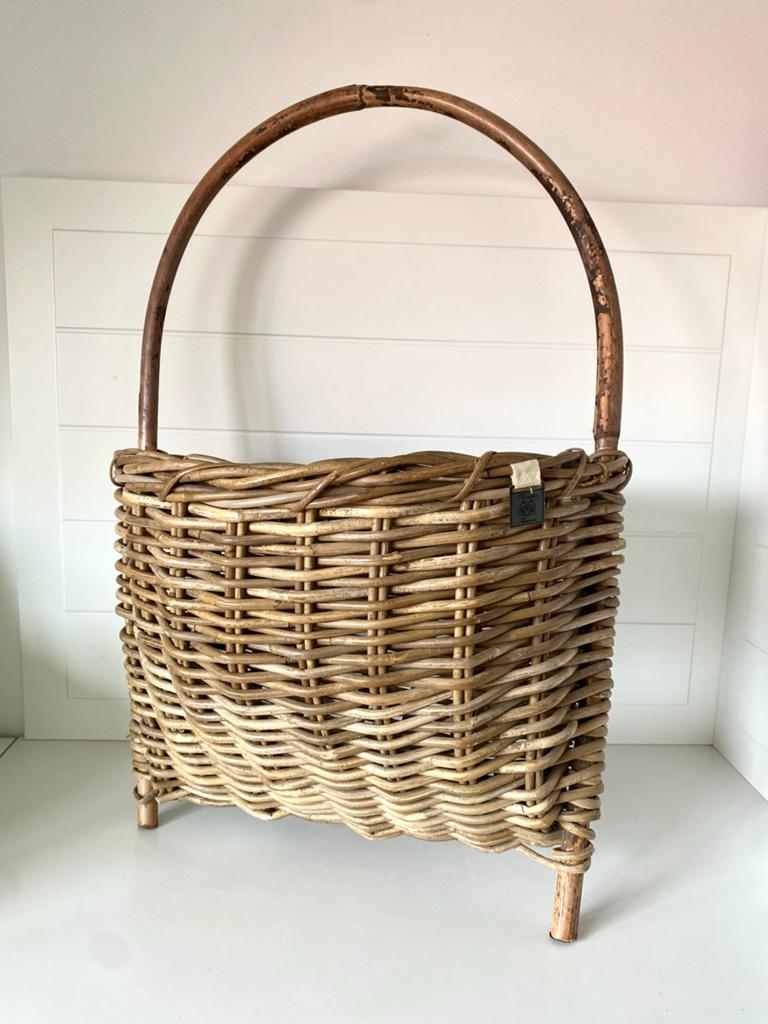 Riviera Maison opberg mand Rotan mand met handvat, Ophalen of Verzenden, Zo goed als nieuw, Rond, Riet