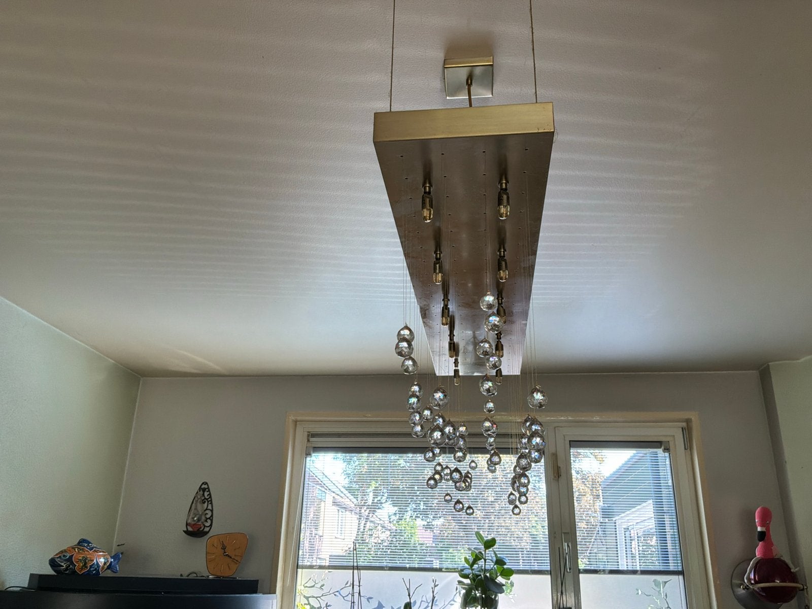 Luxe RVS Hanglamp met Swarovski Kristallen en 10 LED's, Ophalen, Gebruikt, Metaal, GU10